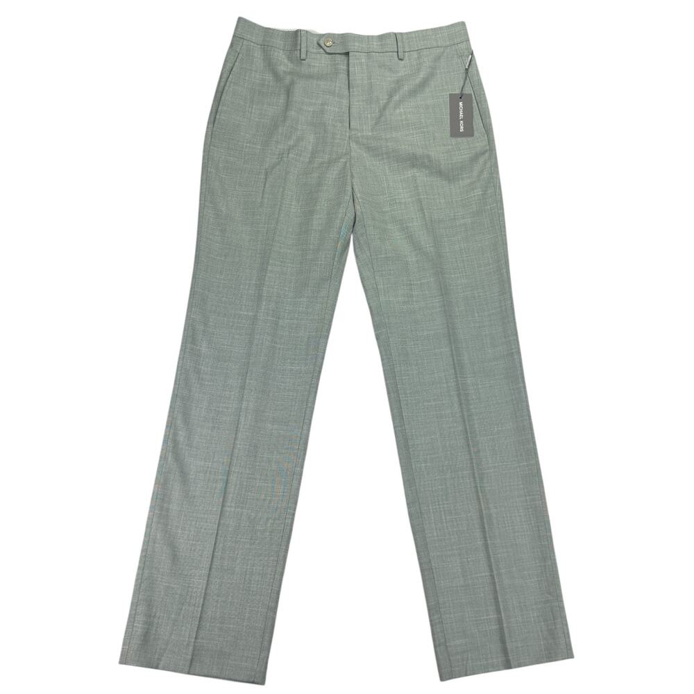 Michael Kors Mens Marvin Classic Fit Stretch Sharkskin Dress Pants Mint 32x32